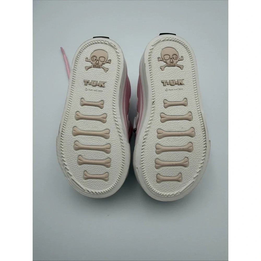 T.U.K‎ Pink & White Girls TukSkin Vegan Pirate Creeper Toddler Size 5 Sneaker